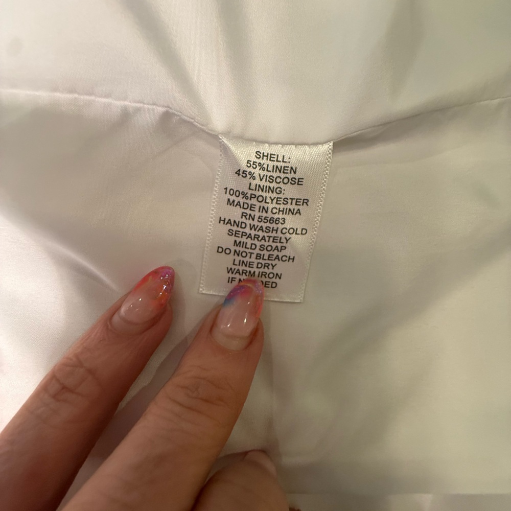 Joie White/Ivory Linen Blend Blazer w/Cream Embroidery Scallop Edges Small - Picture 7 of 11